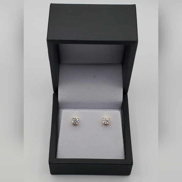 Moissanite 14K Gold Over 925 Silver Studs Earrings 0.5ct/5mm Men Women GRA, NEW - Picture 7 of 7